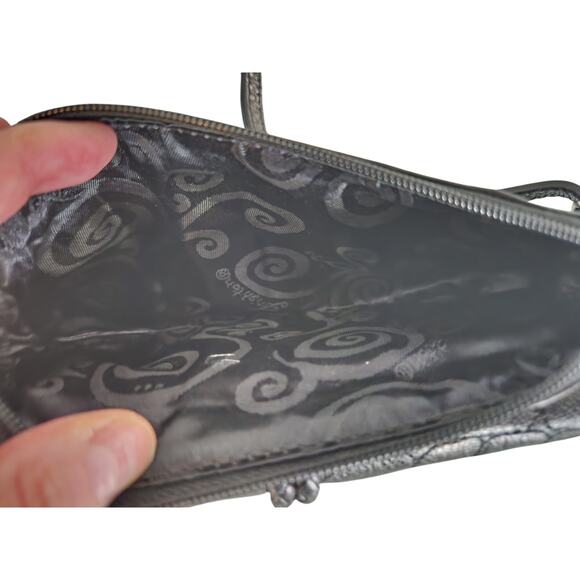 Brighton Black Leather Croc Embossed Small Crossbody Shoulder Bag Purse - Picture 6 of 10